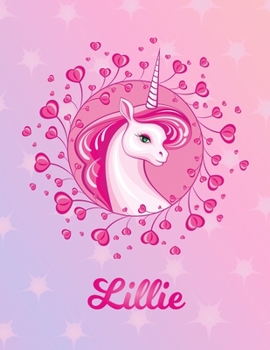 Lillie: Unicorn Large Blank Primary Sketchbook Paper | Pink Purple Magical Horse Personalized Letter L Initial Custom First Name Cover | Drawing ... | Art Sketch Book| Create & Learn to Draw