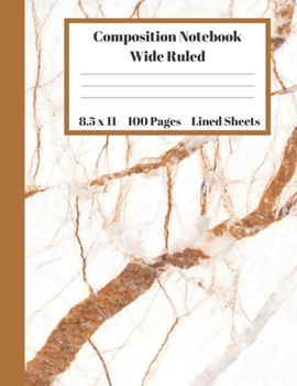 Paperback Composition Notebook Wide Ruled Lined Sheets: Pretty Under 11 Dollar Gifts White Brown Orange Marble Brown Stripe Notebook Back to School and Home Sch Book