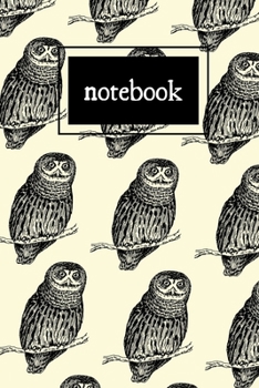 Paperback Owl print black and cream notebook: novelty notebook 6"x9" Book