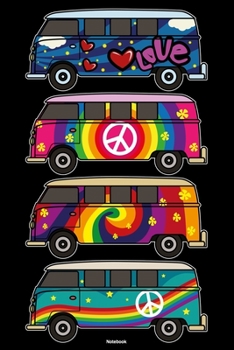 Notebook: Peace Sign Travel Hippie Van Journal Happiness Kindness Joyful Composition Book Happy Gift