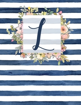 Paperback L: Letter L Monogram Initial Notebook - 8.5" x 11" - 100 pages, Dot Bullet Grid Pages- Watercolor Floral Notebook Book