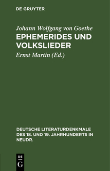 Hardcover Ephemerides Und Volkslieder [German] Book