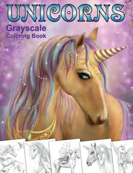 Paperback Unicorns. Grayscale Coloring Book: Coloring Book for Adults Book