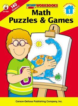 Paperback Math Puzzles & Games, Grade 1 (Home Workbooks) Book