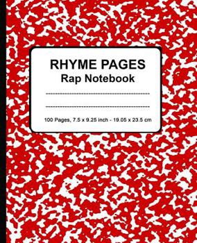 Rhyme Pages Rap Notebook: School Marble Red, Version 2.0 ,Durable Softcover, Lined Lyric Notebook Journal