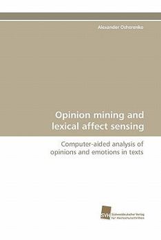 Paperback Opinion Mining and Lexical Affect Sensing Book