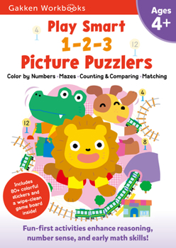 Paperback Play Smart 1-2-3 Picture Puzzlers Age 4+: Pre-K Activity Workbook with Stickers for Toddlers Ages 4, 5, 6: Learn Using Favorite Themes: Tracing, Mazes Book
