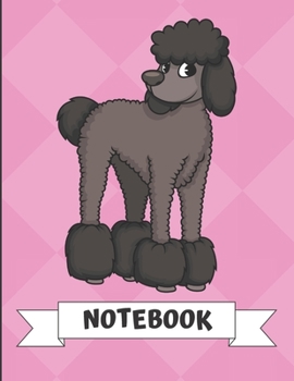 Notebook: Black Poodle Dog Cartoon on a Pink Diamond Background. Book is Filled with Lined Journal Paper for Notes and Creating Writing.