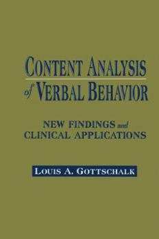 Paperback Content Analysis of Verbal Behavior: New Findings and Clinical Applications Book