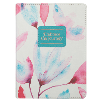 Leather Bound Heartfelt Journal Embrace the Journey Pink Petals, W/Ribbon 240 Lined Pages, Handy-Sized Flexcover Faux Leather, 7.2 X 5.4 Book