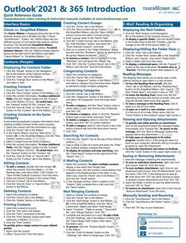 Pamphlet Microsoft Outlook 2021 and 365 Introduction Quick Reference Training Tutorial Guide (Cheat Sheet of Instructions, Tips & Shortcuts - Laminated Card) Book