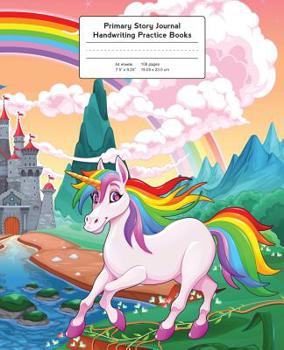 Paperback Primary Story Journal: Rainbow Unicorn, Handwriting Practice Paper Book