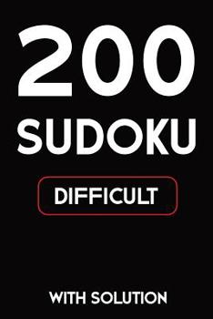 Paperback 200 Sudoku difficult with solution: 9x9, Puzzle Book, 2 puzzles per page Book