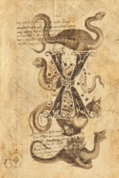 X: Classical Mythological Sea Serpents 6x9 Monogram Initial Lined Journal