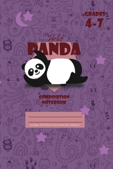 Hello Panda Primary Composition 4-7 Notebook, 102 Sheets, 6 x 9 Inch Purple Cover