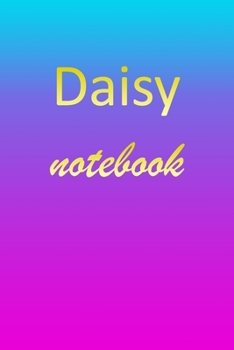 Daisy: Blank Notebook | Wide Ruled Lined Paper Notepad | Writing Pad Practice Journal | Custom Personalized First Name Initial D Blue Purple Gold  | ... Homeschool & University Organizer Daybook
