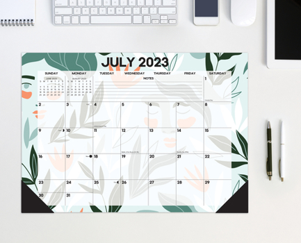 Calendar Botanical Bliss 2023-24 Academic 17 X 12 Small Monthly Deskpad Book