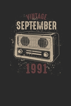 Paperback Vintage September 1991: Blank Lined Notebook / Journal (6 X 9 -120 Pages) - Birthday Gift Idea Book