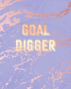 Goal Digger: Inspirational Quote Notebook, Trendy Purple Marble and Rose Gold | 8 x 10, 120 College Ruled Pages