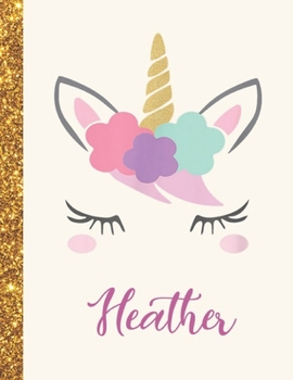 Paperback Heather: Heather Unicorn Personalized Black Paper SketchBook for Girls and Kids to Drawing and Sketching Doodle Taking Note Mar Book