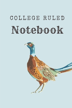 Paperback College Ruled Notebook: Pheasant Blue Watercolor Illustration Lined Journal Book