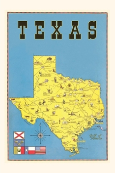 Paperback Vintage Journal Map of Texas, Flags Book