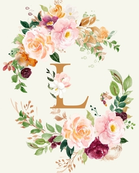 L: Initial Monogrammed Daily Planner; Undated Organizer for 12 months; Any year calendar with dot grid pages; Watercolor peonies flowers cover; Starts ... to Sunday; Schedule and Appointment tracker