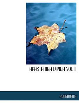 Paperback Apastamba Dipika Vol II Book