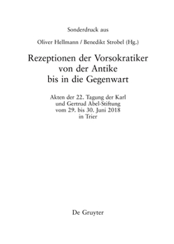 Hardcover Rezeptionen Der Vorsokratiker Von Der Antike Bis in Die Gegenwart [German] Book