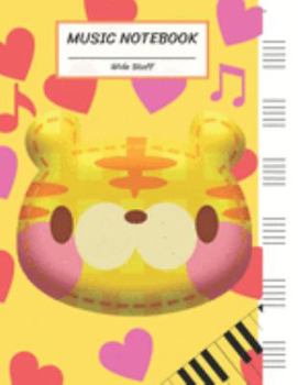 Paperback Music Notebook Wide Staff: Cute Yellow Lion Face Pink Red Heart, Piano Keyboard/Blank Music Sheet Notebook, Big Staff Paper, Music Manuscript Pap Book