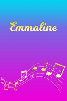 Paperback Emmaline: Sheet Music Note Manuscript Notebook Paper - Pink Blue Gold Personalized Letter E Initial Custom First Name Cover - Mu Book