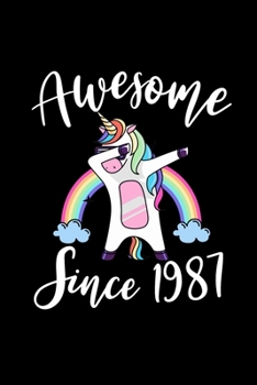 Awesome Since 1987: Lined Journal Notebook For Girls Who Are 32 Years Old, 32th Birthday Gift, Funny Dabbing Birthday Gift Notebook