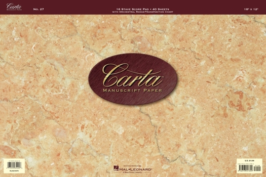 Paperback Carta Manuscript Paper No. 27 Professional Score Pad 16-Stave Music Notation Book with 40 Sheets Ideal for Composers Arrangers and Students Includes O Book