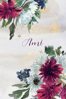 Ami: Personalized Journal Gift Idea for Women (Burgundy and White Mums)