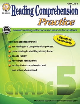 Paperback Reading Comprehension Practice, Grade 5 Book