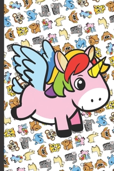 Coloring Book with Positive Affirmations and Stress Relief: Pink Unicorn Cartoon on Cover with Owls Unicorns Cats Kittens Monkeys Dogs Llamas and Narwhals in the Background.