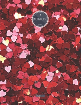 ZMUDACE Notizbuch Liniert: in DIN A4 Softcover - "ZL097 Herz Konfetti" -156 leere linierte Seiten mit pers�nlichem Register + Seitenzahlen - Zeichenbuch, Skizzenbuch, Lineatur 4, Malbuch, Notizheft zu