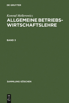 Hardcover Konrad Mellerowicz: Allgemeine Betriebswirtschaftslehre. Band 3 [German] Book