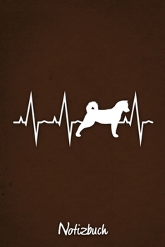 Notizbuch: Braunes Punktraster American Akita Herzschlag Hunde Notizheft ca DIN A5 weiß punktiert 110 Seiten (German Edition)