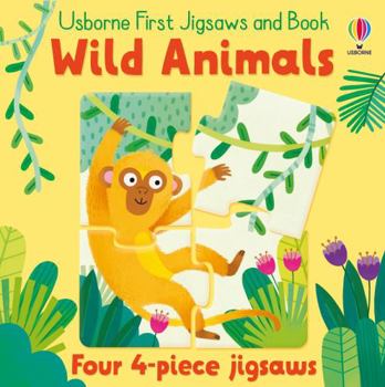 Paperback Usborne First Jigsaws and Book: Wild Animals Book