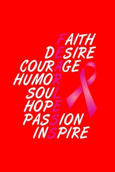 FAITH DESIRE COURAGE HUMOR SOUL HOPE PASSION INSPIRE: Dot Grid Journal - FEARLESS Pink Ribbon Cool Breast Cancer Awareness Gift - Red Dotted Diary, ... Writing, Travel, Goal, Bullet Notebook