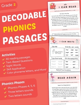 Paperback Decodable Phonics Passages Grade 2: Strengthen Reading and Comprehension Skills for Kids, Fun and Engaging Decodable Texts and More with Phonics and S Book