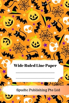 Paperback Scary Pumpkin Theme Wide Ruled Line Paper Book