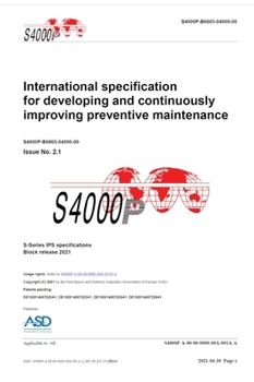 Hardcover S4000P, International specification for developing and continuously improving preventive maintenance, Issue 2.1: S-Series 2021 block release Book