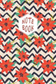 Notebook: Lined Journal/Notebook/Diary - Zigzag Red Flowers Cover - 6x9 inch/100 Pages (HexaPattern Series)
