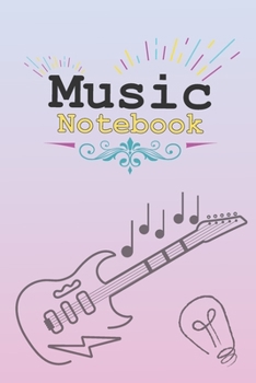 Music Notebook: Pink Background & Line Art Guitar on Cover With Cool Interior. 120 Pages 6x9 in Music Manuscript Paper. Space to Write Lyrics and ... Lyrics and Music.: Perfect for Music Lovers