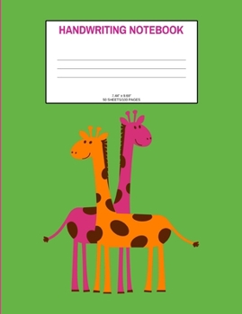 Paperback Handwriting Notebook: Giraffes; 50 sheets/100 pages; 7.44" x 9.69" Book