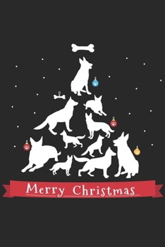 Paperback Merry Christmas: German Shepherd Christmas Tree Notebook 6x9 Blank Lined Journal Gift Book