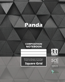 Paperback Panda Square Grid, Quad Ruled, Composition Notebook, 100 Sheets, Large Size 8 x 10 Inch Charcoal Triangle Cover Book