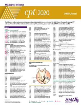 Wall Chart CPT 2020 Express Reference Coding Card: Oms/Dental Book